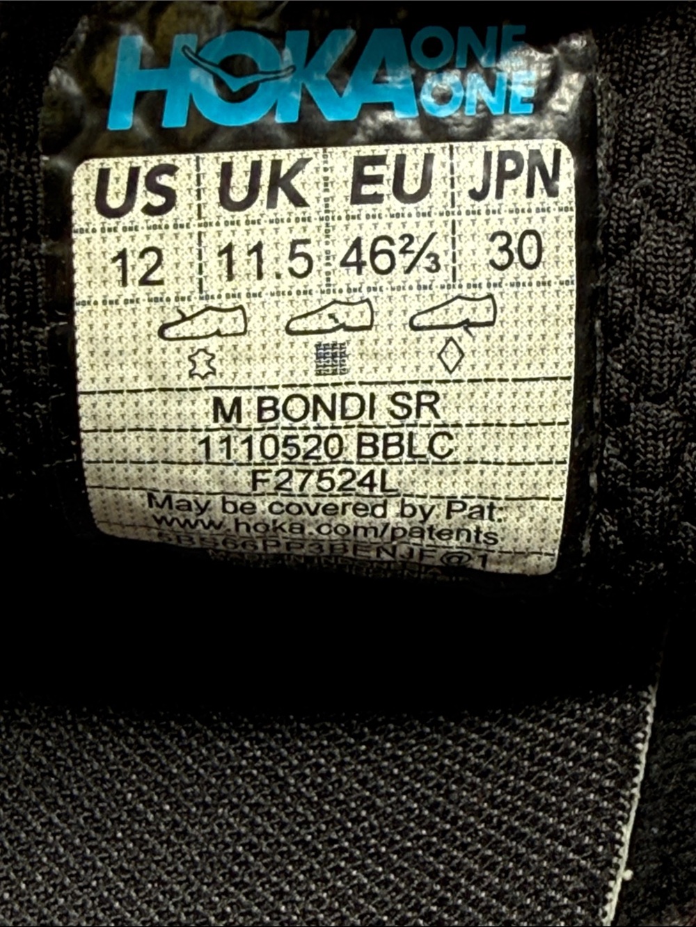 HOKA BONDI 9 SR work shoe men’s 12 All-Black Athletic Sneakers S14 - Picture 6 of 6